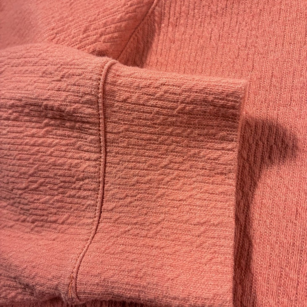 L.L.Bean Womens Large Pullover Hoodie Coral Textured Knit Stretch Pockets - Picture 5 of 13